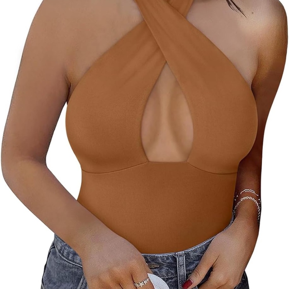 Elegant Brown Halter Top